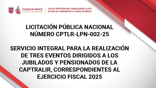 LICITACIÓN PÚBLICA NACIONAL NÚMERO CPTLR-LPN-002-25